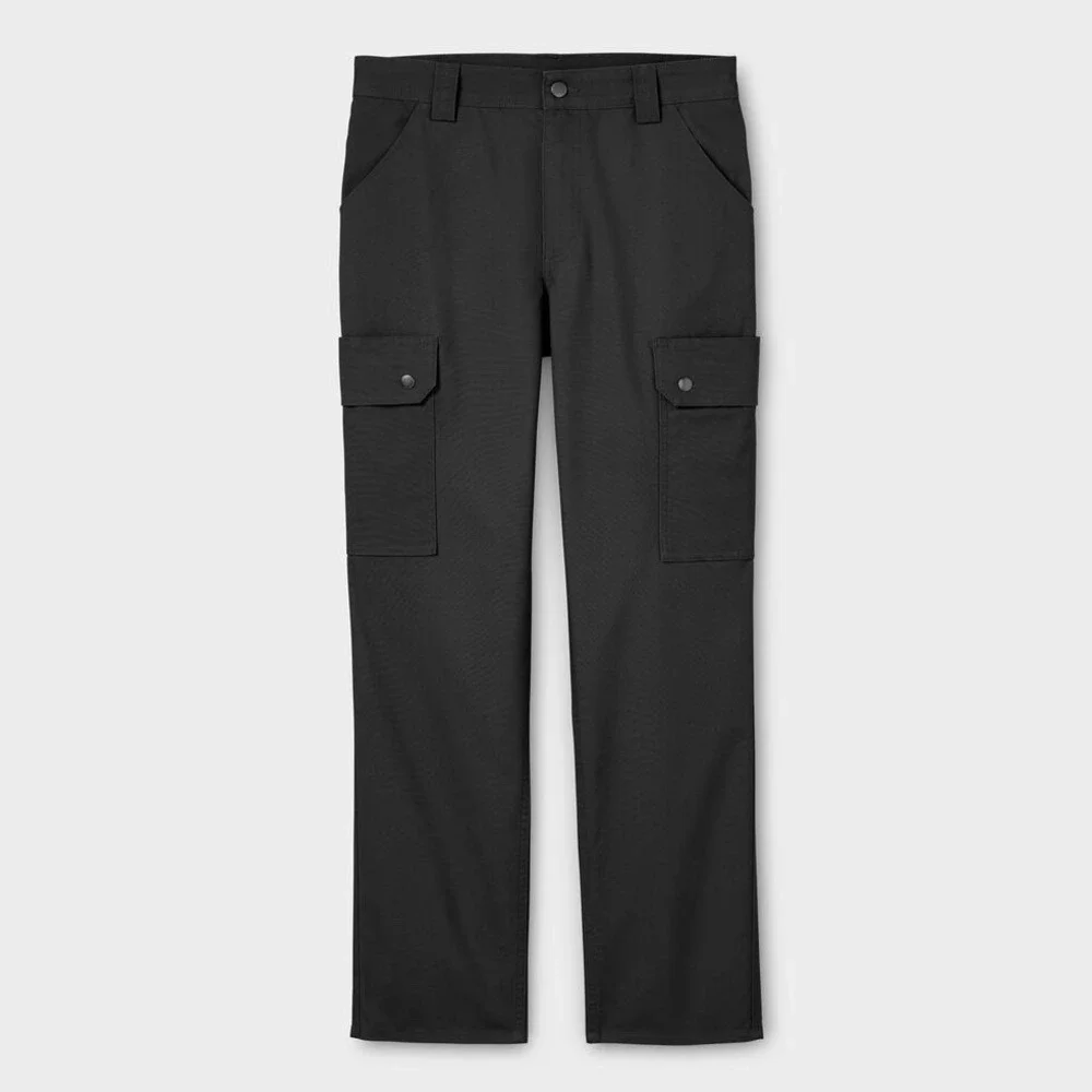 40 Grit Duluth Trading Mens Black Cargo Pants Standard Fit Size 38x32 Flex Twill